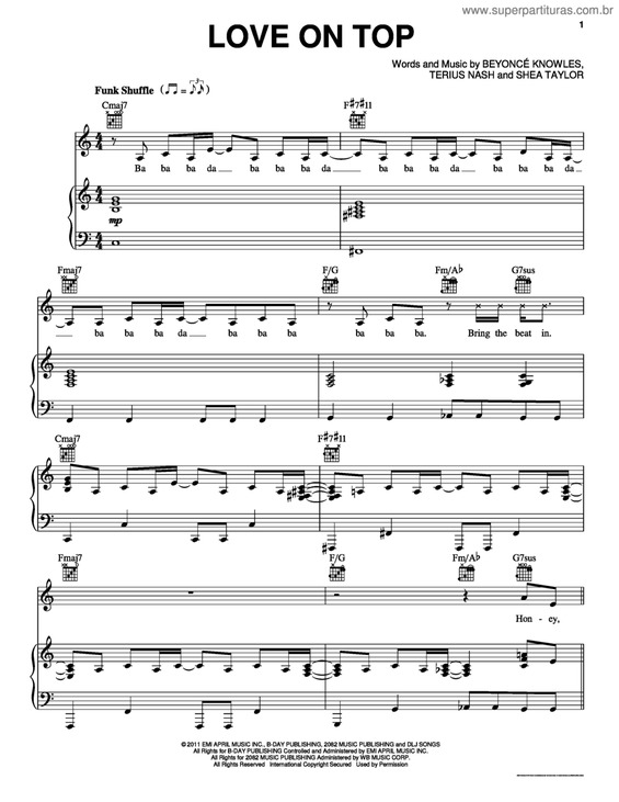 Partitura da música Love On Top