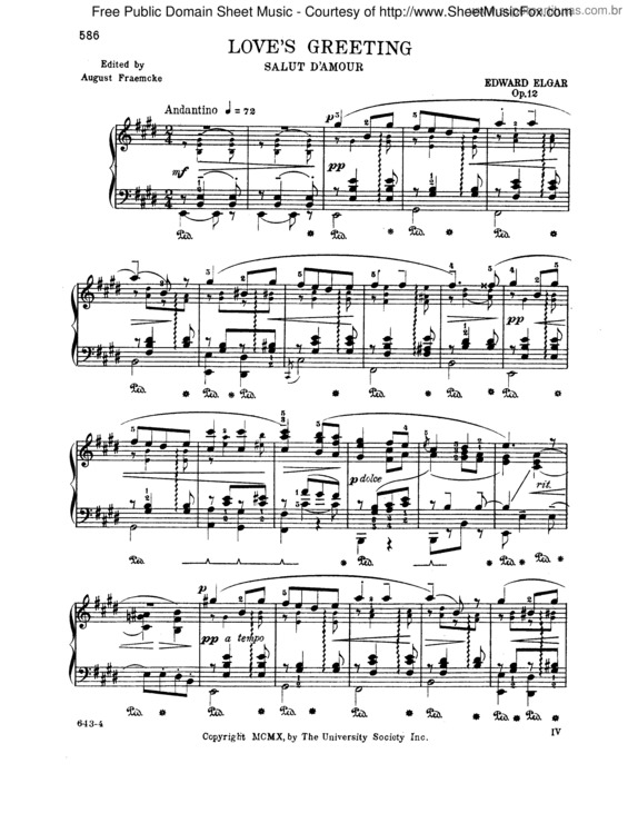 Partitura da música Love`s Greeting