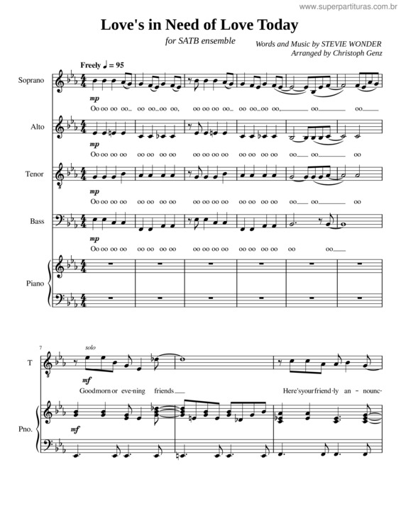 Partitura da música Love`S In Need Of Love Today – Stevie Wonder Love`S In Need – Musescore