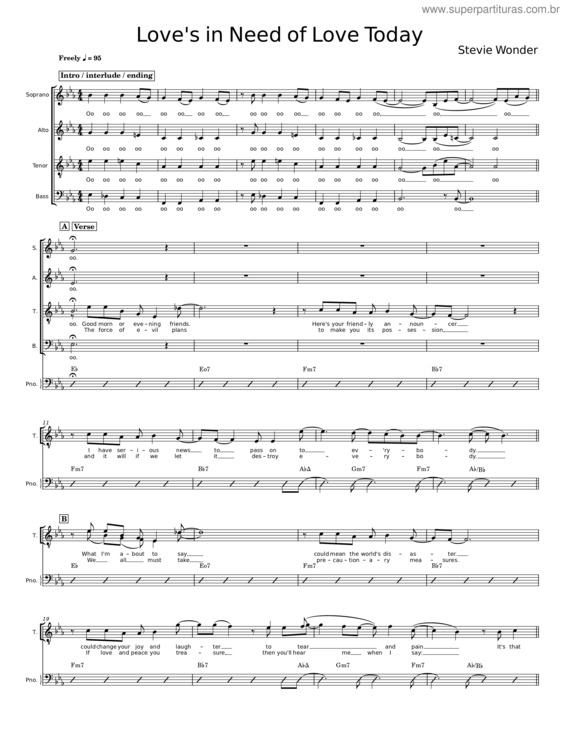 Partitura da música Love`S In Need Of Love Today – Stevie Wonder