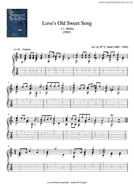Partitura da música Love`S Old Sweet Song – Wm C. Stahl v.2