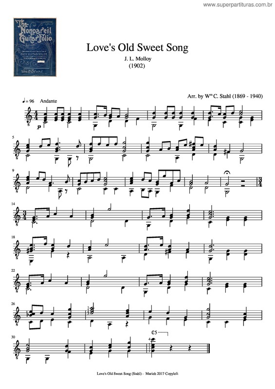 Partitura da música Love`S Old Sweet Song – Wm C. Stahl