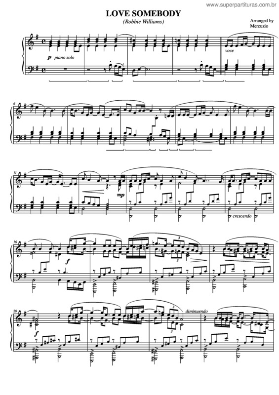 Partitura da música Love Somebody v.2