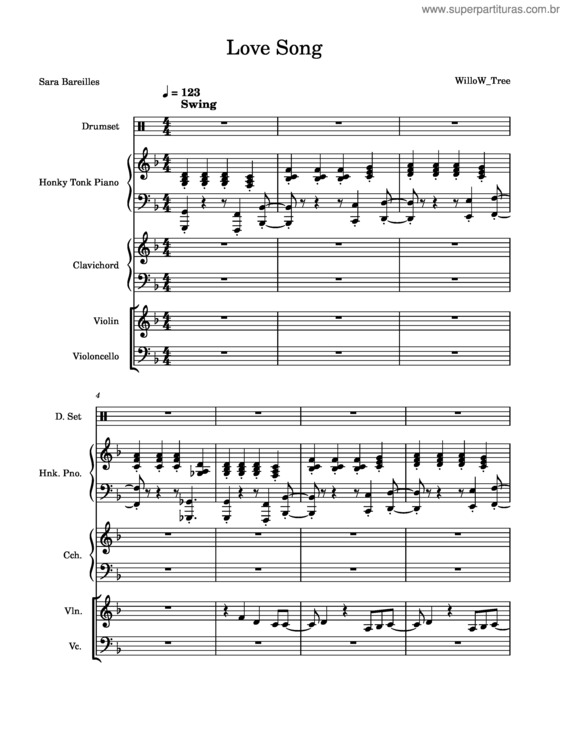 Partitura da música Love Song – Sara Bareilles v.2