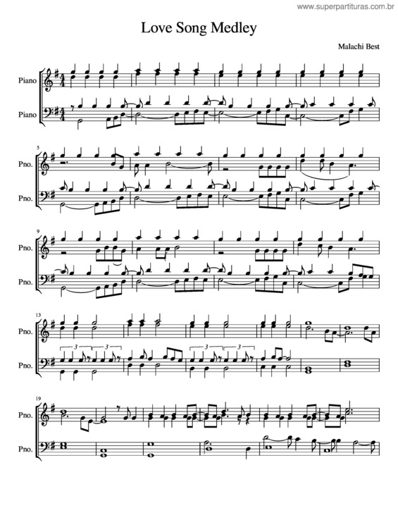 Partitura da música Love Song Medley
