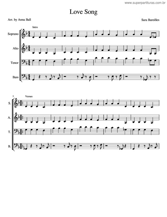 Partitura da música Love Song Parts
