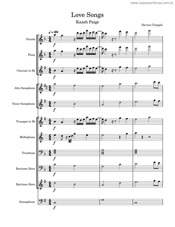 Partitura da música Love Songs