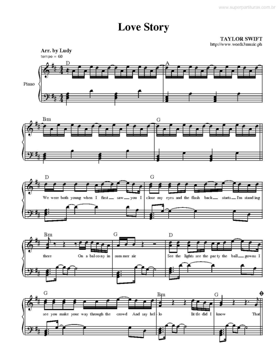 Partitura da música Love Story v.2