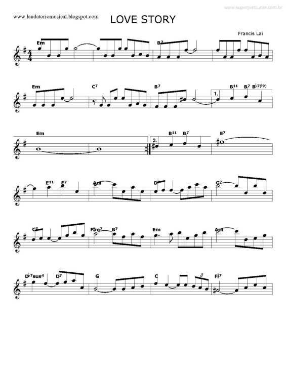 Partitura da música Love Story