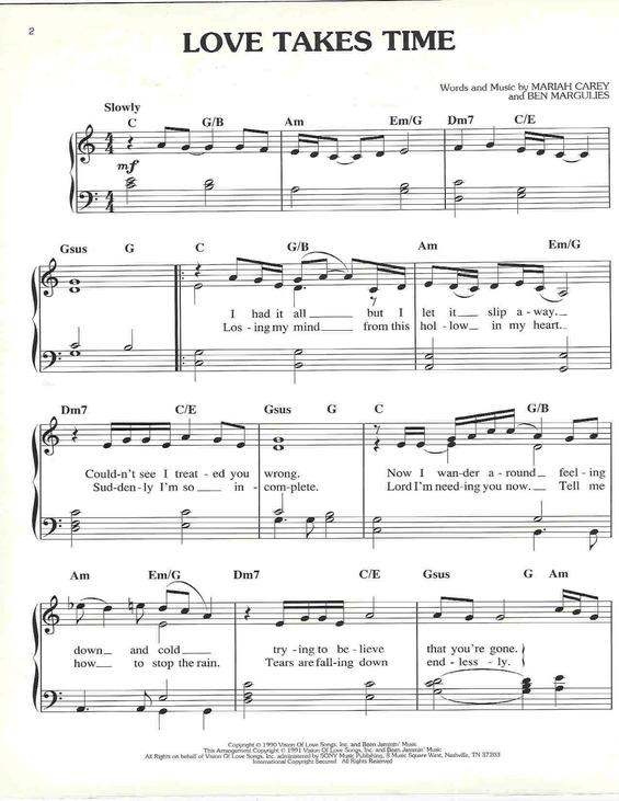Partitura da música Love Takes Time v.2