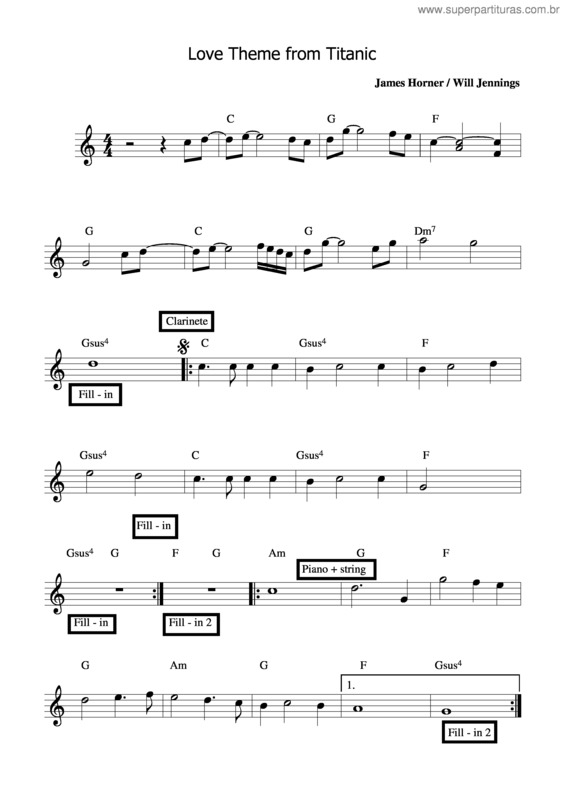 Partitura da música Love Theme From Titanic