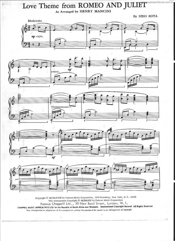 Partitura da música Love Theme v.5