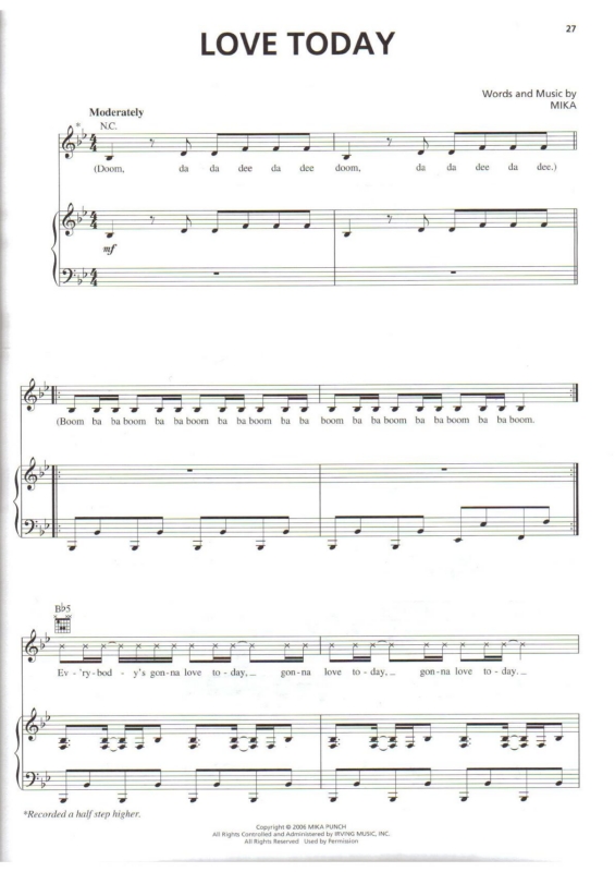 Partitura da música Love Today