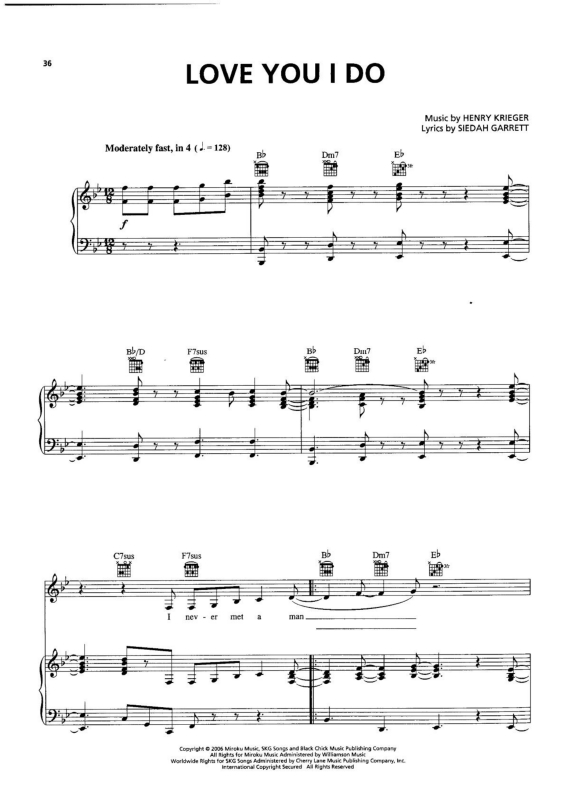 Partitura da música Love You I Do