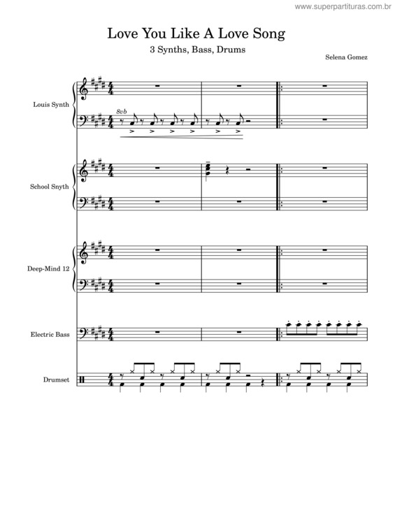 Partitura da música Love You Like A Love Song Synths & Bass