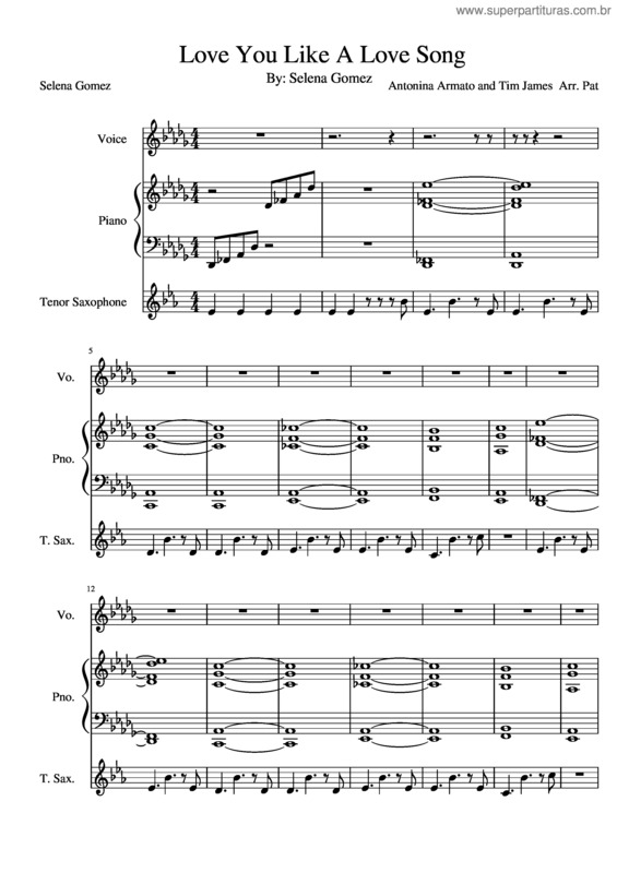 Partitura da música Love You Like A Love Song