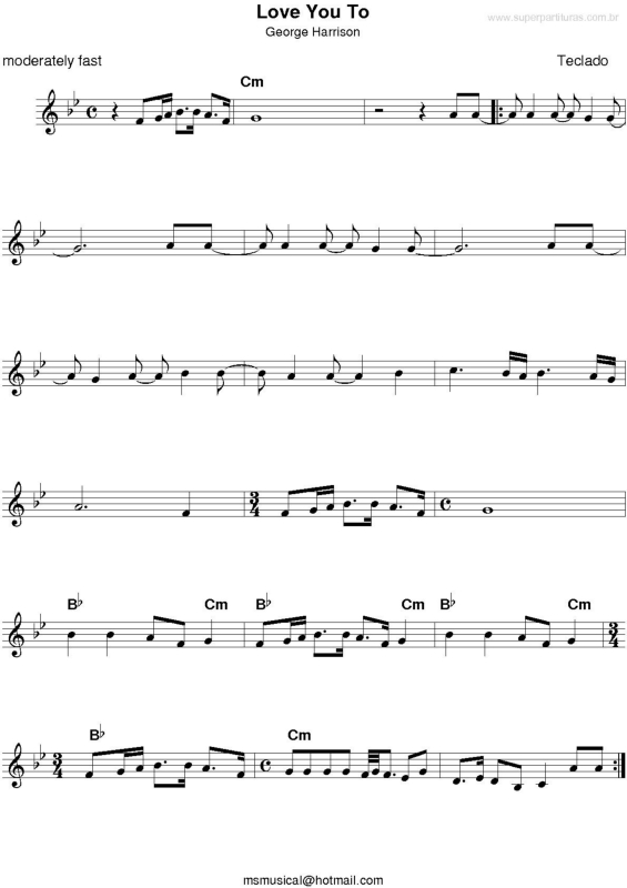 Partitura da música Love You To v.2