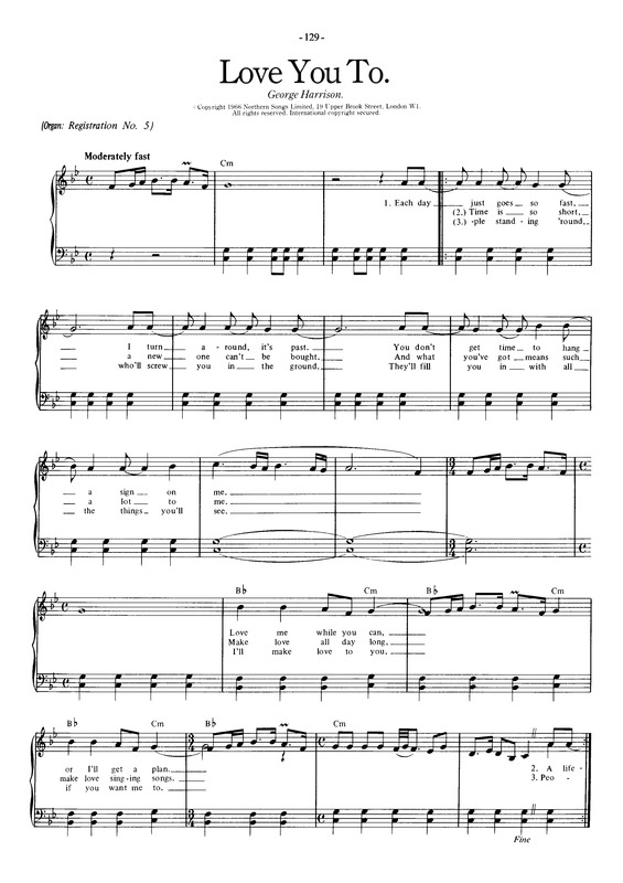 Partitura da música Love You To v.3