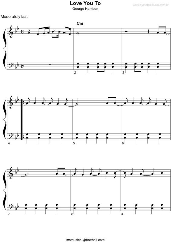 Partitura da música Love You To