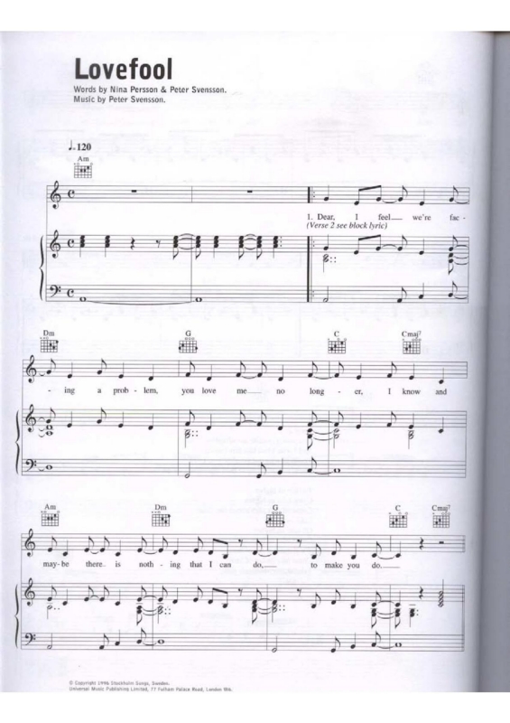 Partitura da música Lovefool