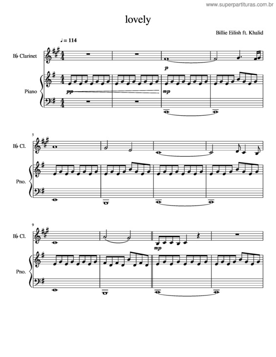 Partitura da música Lovely Clarinet