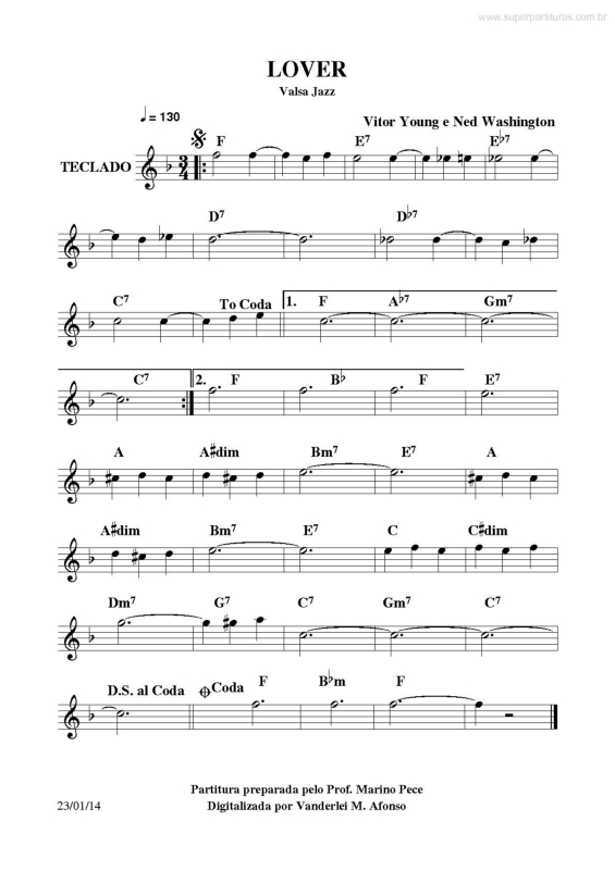 Partitura da música Lover