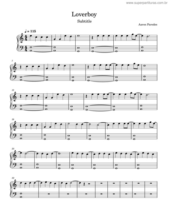 Partitura da música Loverboy