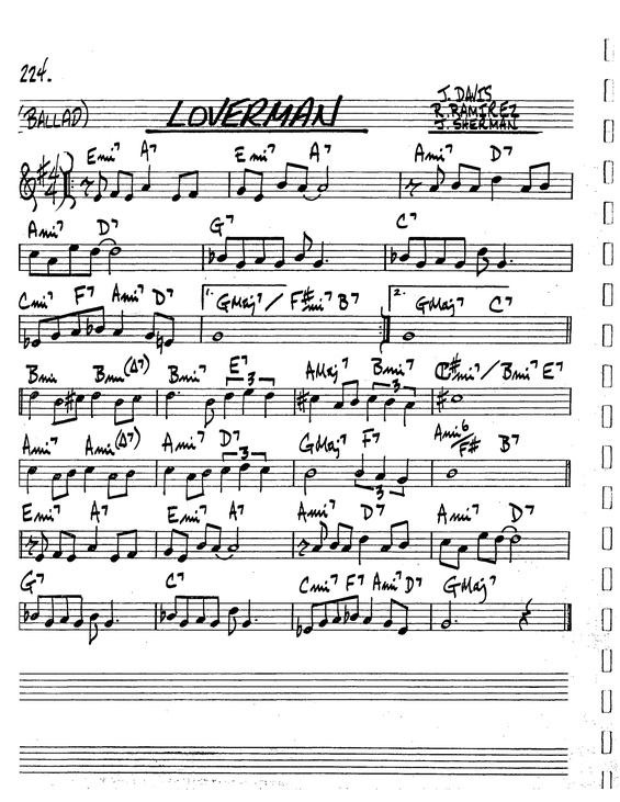 Partitura da música Loverman v.2