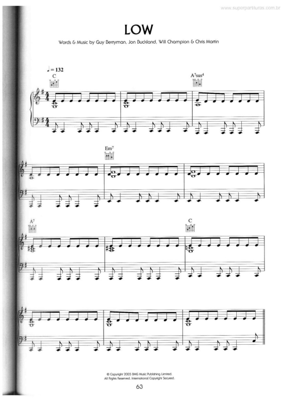 Partitura da música Low