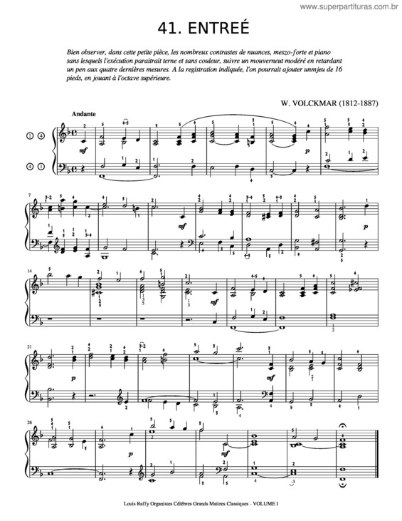 Partitura da música Lr–V1–No.41 Entree