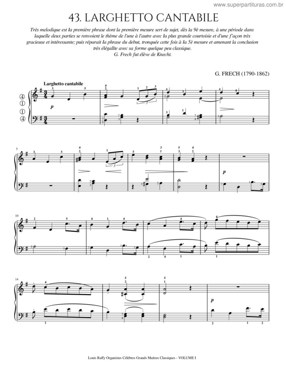 Partitura da música Lr–V1–No.43 Larghetto Cantabile