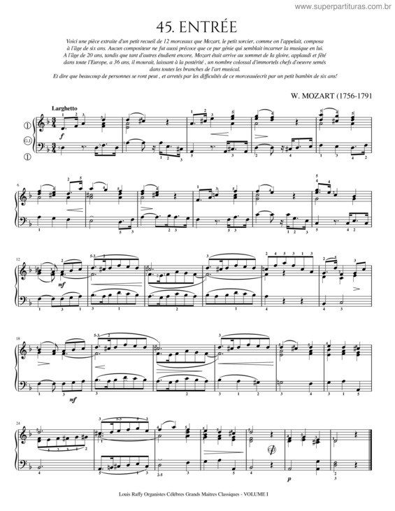 Partitura da música Lr–V1–No.45 Entrée