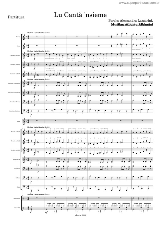 Partitura da música Lu Cantà `Nsieme