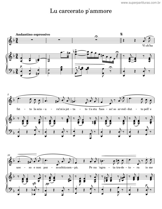 Partitura da música Lu Carcerato P`Ammore