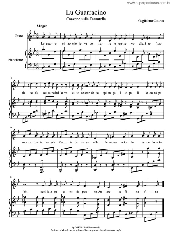 Partitura da música Lu Guarracino