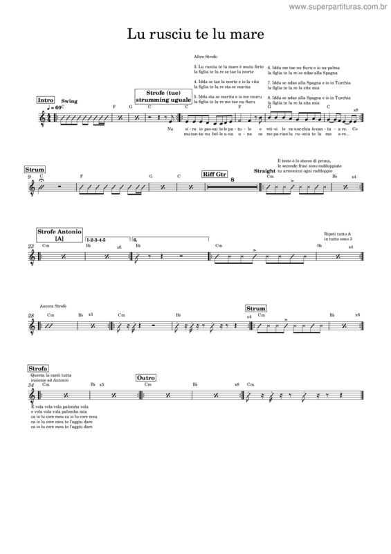 Partitura da música Lu Rusciu Te Lu Mare