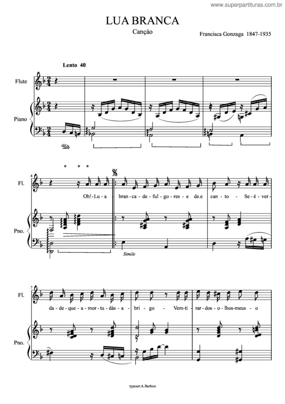 Partitura da música Lua  Branca