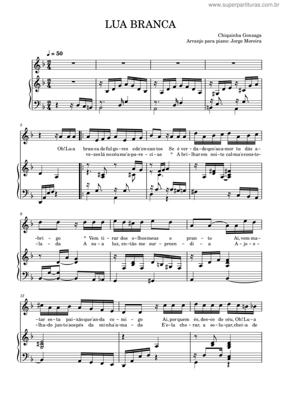 Partitura da música Lua Branca – Chiquinha Gonzaga v.2