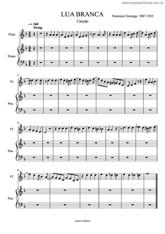 Partitura da música Lua Branca Jazz