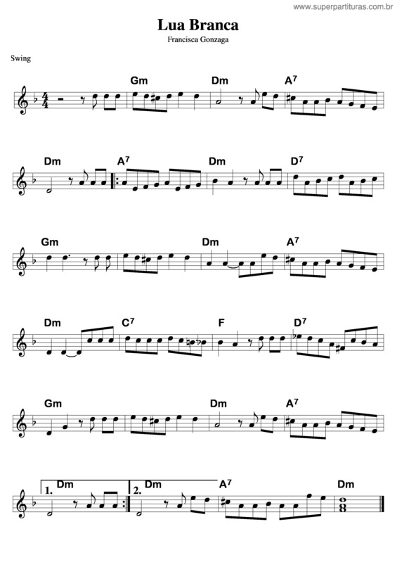 Partitura da música Lua Branca v.16