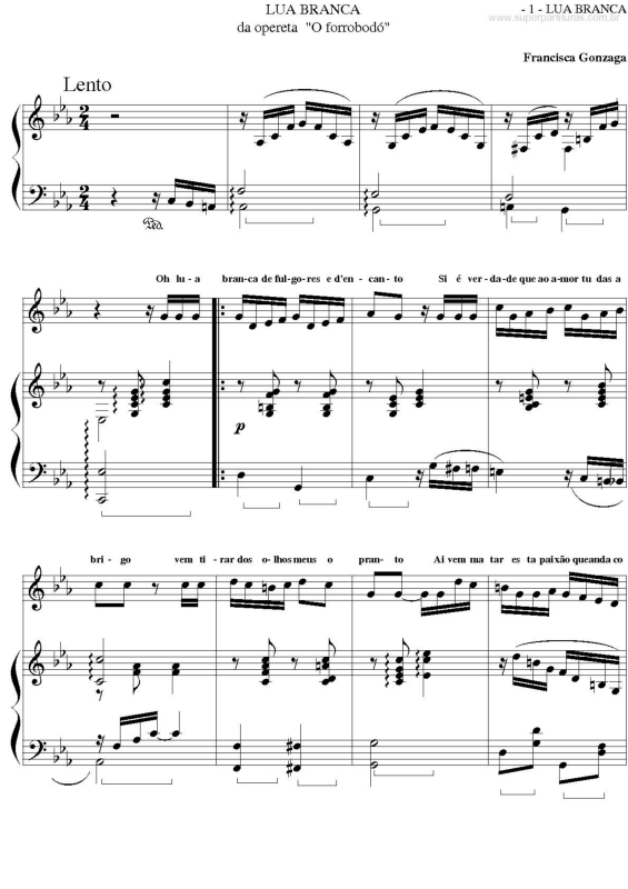 Partitura da música Lua Branca v.2