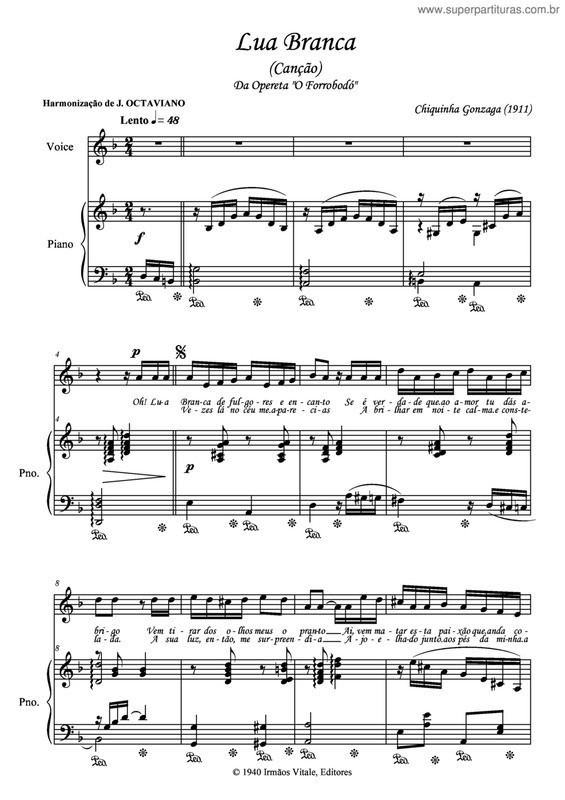 Partitura da música Lua Branca v.3