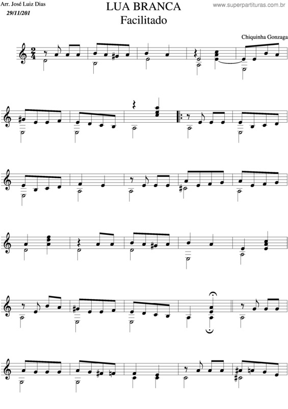 Partitura da música Lua Branca v.4