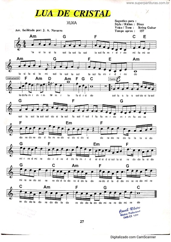 Partitura da música Lua De Cristal v.2