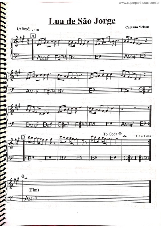 Partitura da música Lua De São Jorge v.3