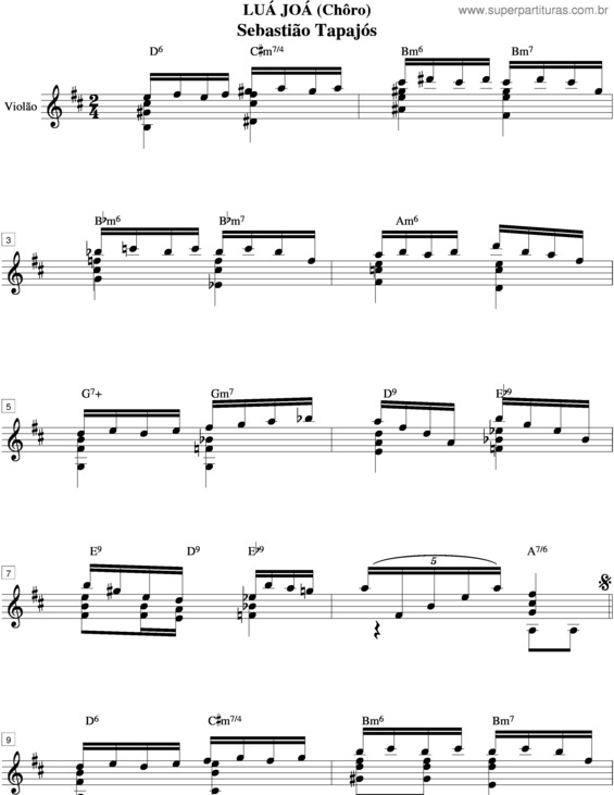 Partitura da música Luá Joá