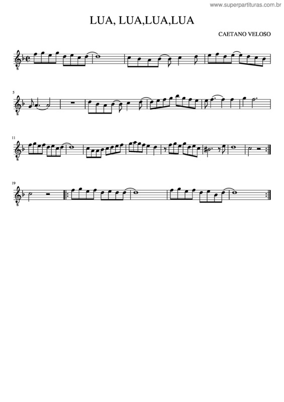 Partitura da música Lua,Lua,Lua,Lua v.4