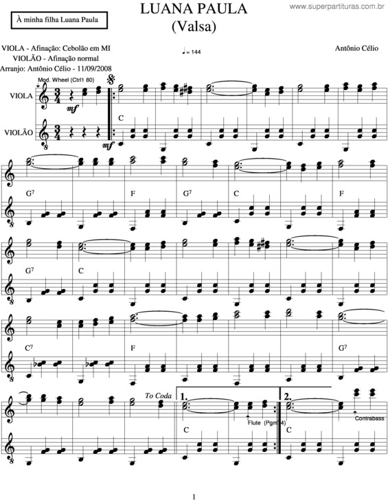 Partitura da música Luana Paula v.2