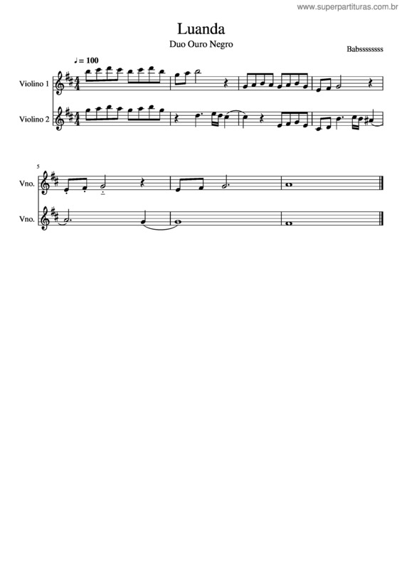 Partitura da música Luanda