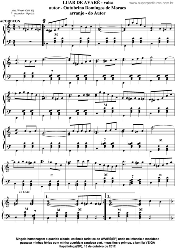 Partitura da música Luar De Avaré v.2
